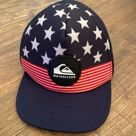 Little Boy Quiksilver USA Flag Mesh Back Snapback Hat Cap Little Boy One Size OS - Picture 1 of 3